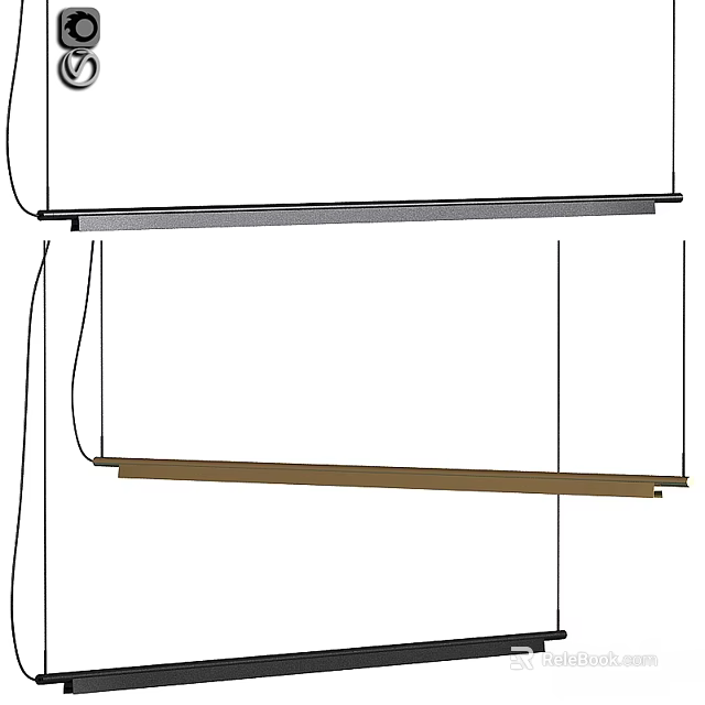 Modern Two Color Long Strip Pendant Light Hanging Design For Interior Decor 3d model 