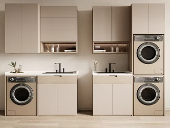 Modern Washing Machine Cabinet Balcony Laundry Cabinet 3d model