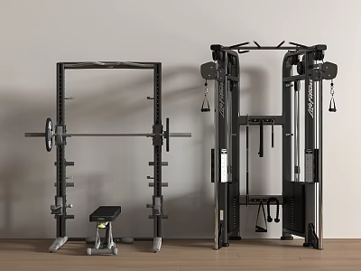 Modern Metal Sports Equipment Set With Squat Rack Barbell For Home Strength Training 3d model