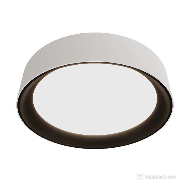 Modern Round White Ceiling Light With Black Edge Minimalist Design 3d model