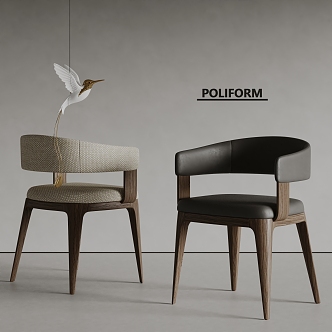 poliform modern dining chair fabric dining chair leather dining chair chandelier 3d model