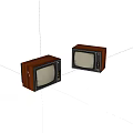 Vintage Televisions With Retro Wooden Case Classic Design Two Units