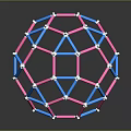 Geometric Sphere Structure with Pink Blue Rods and White Junction Nodes 3d model