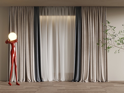 Curtain Cloth Curtain Gauze Curtain Double Open Curtain model