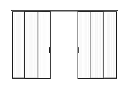 Modern Sliding Glass Doors with Black Frame and Vertical Lines for Home Entrance 3d model