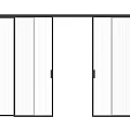 Modern Sliding Glass Doors with Black Frame and Vertical Lines for Home Entrance