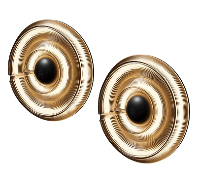 Modern Gold Round Wall Lamps With Metal Finish And Black Sphere Design 3d model
