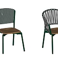 Modern Leisure Chairs With Woven Backrest Wooden Seat And Metal Frame Design
