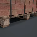 Sturdy Red Brick Stone Stack With Wooden Pallet Base Structure 3d model