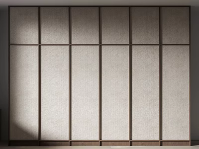 Modern Minimalist Wardrobe Interior Design With Sliding Doors And Light Fabric Panels 3d model