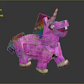 Cute Pink Pixel Art Unicorn With Rainbow Mane And Tail Design