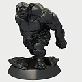 Detailed Mythical Monster Sculpture Carving With Muscular Build Black Finish And Standing Base