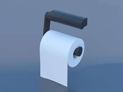 Contemporary Toilet Paper Holder With White Roll And Black Mount 3d model