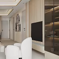 Modern Living And Dining Room Interior With White Sofa Chairs Coffee Table And Green Plant