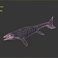 Prehistoric Marine Reptile With Long Striped Body Open Mouth And Fins