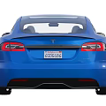 Blue Tesla Electric Car Exterior Sporty Wheels And Interior Touchscreen