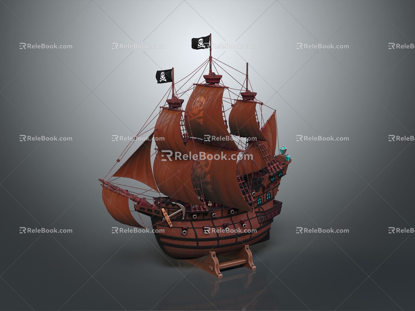 European-style boat 3d model