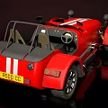 Stylish Red Vintage Roadster With White Stripes And Classic Design