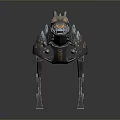 Futuristic Mechanical Dog With Metal Spikes And Black Orange Robotic Design
