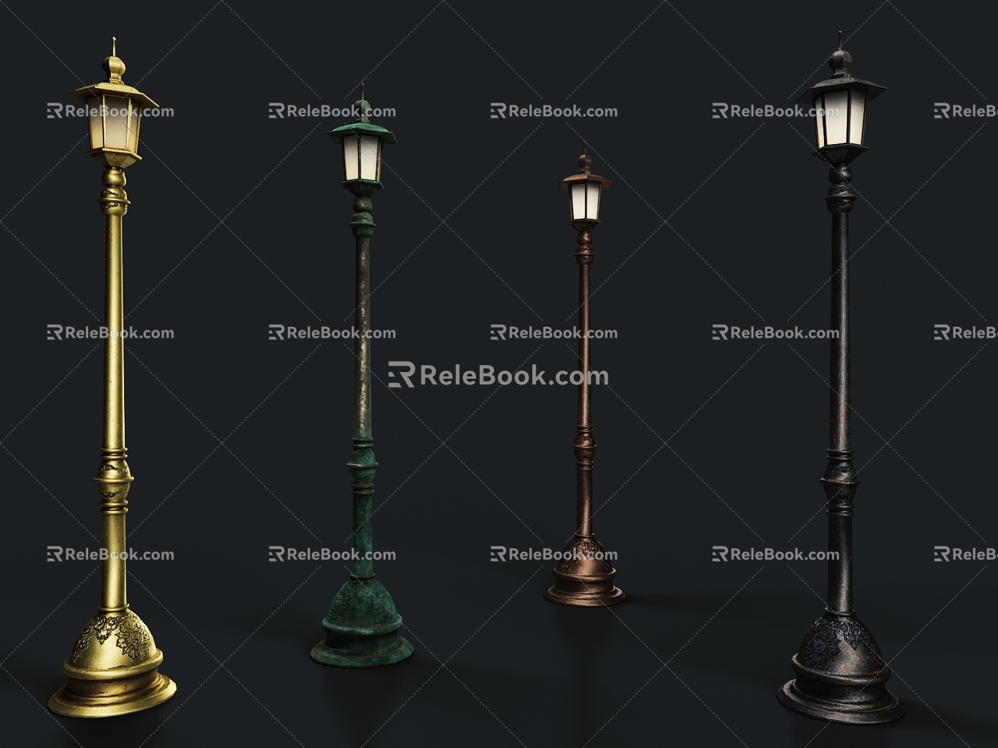 Retro Street Light Steampunk Street Light 3d model