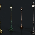 Retro Street Light Steampunk Street Light 3d model