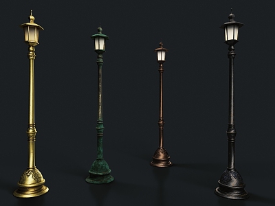 Retro Street Light Steampunk Street Light 3d model