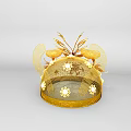 Golden Filigree Tiara with Floral Patterns Pearl Accents and Butterfly Decorations