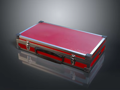 Red Portable Storage Case With Silver Metal Frame And Secure Latches For Daily Use 3d model