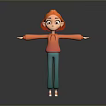 Cute 3D Game Movie Character With Orange Hoodie Green Pants White Shoes And Outstretched Arms