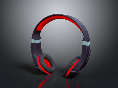 Stylish Purple And Red Over Ear Headphones With Ergonomic Headband And Comfortable Ear Cushions 3d model