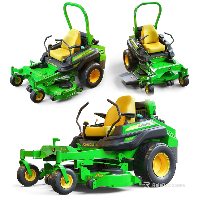 John Deere Green Electric Toy Ride On Lawn Mower With Yellow Seat 3d model 