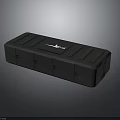 Black Rectangular Hard Case With Textured Surface And Brand Logo Design