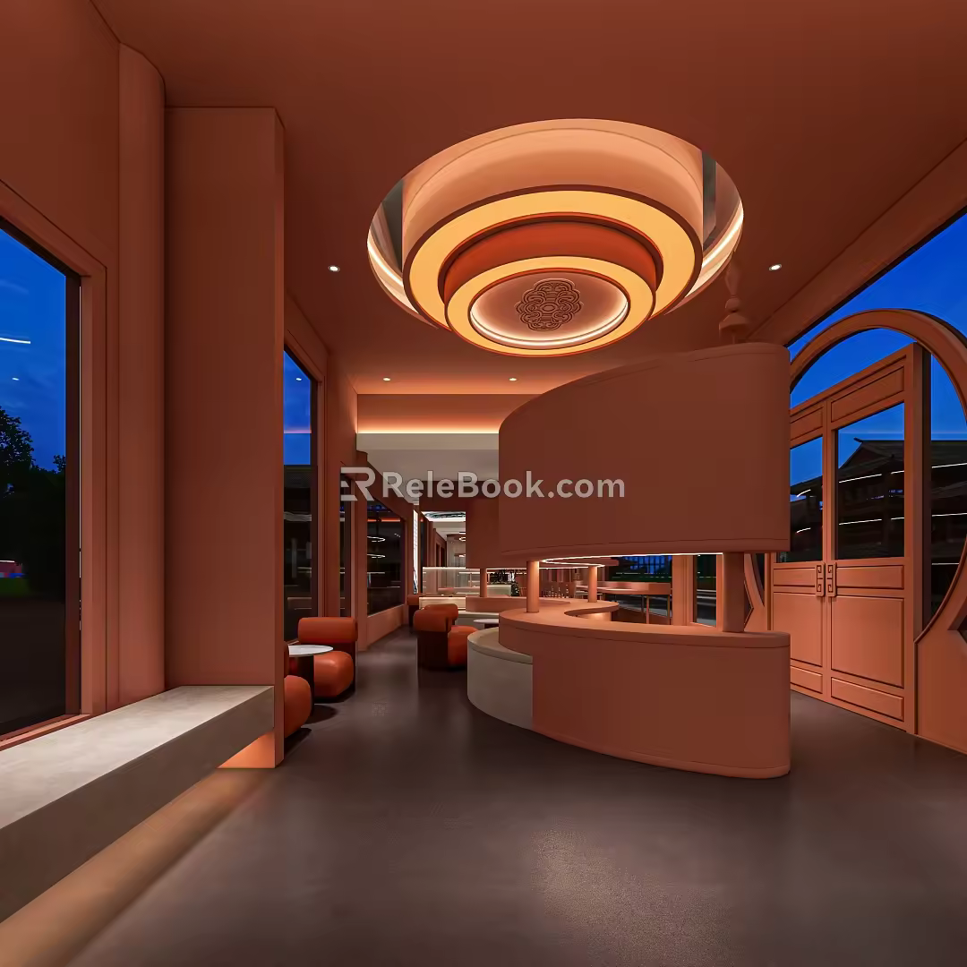 Mongolian Elements Cafe Modern Cafe 3d model