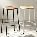 Modern Industrial Bar Stools With Natural Solid Wood Seat And Sturdy Metal Legs For Home