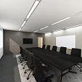 Simple Modern Bright Spacious Conference Room Design With Long Meeting Table And Comfortable Office Chairs