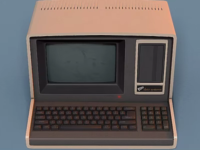 Vintage Retro Desktop Computer With Classic Monitor And Built In Keyboard 3d model
