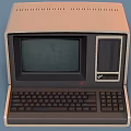 Vintage Retro Desktop Computer With Classic Monitor And Built In Keyboard