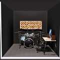 Drum room practice drum room acoustic diffuser drum set multimedia computer 3d model