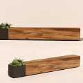 Wooden Landscape Seats With Black Planter And Green Plants For Outdoor Space