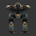 Yellow And Blue Sci Fi Mechanical Robot With Standing Pose And Detailed Structure