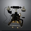 Vintage Telephone With Metal Receivers Wooden Base And Rotary Dial
