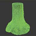 Lush Green Plants Growing Around Tree Stump Base With Natural Bark Texture