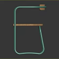 Modern Wooden Chair With Green Metal Frame Curved Backrest And Natural Wood Seat