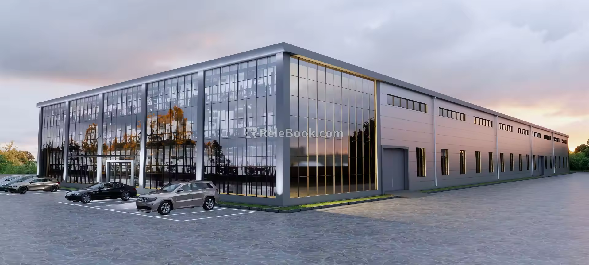 Appearance of modern factory building 3d model