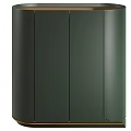 Elegant Modern Cabinet With Dark Green Sleek Finish And Gold Accent Trim Details