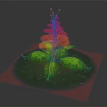 Cartoon Scene Featuring Colorful Plant With Pink Yellow Orange Petals Green Leaves And Grass