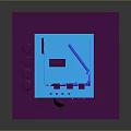 Cartoon Style Blue And Purple Multi Level Building Scene With Windows Signage And Platform