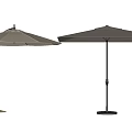 Outdoor Patio Umbrella Pair in Beige and Brown with Black Stand and Stable Base