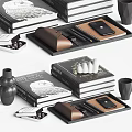 Modern Decorative Ornament Set With Books Trays Notebook Phone Vase And Cup