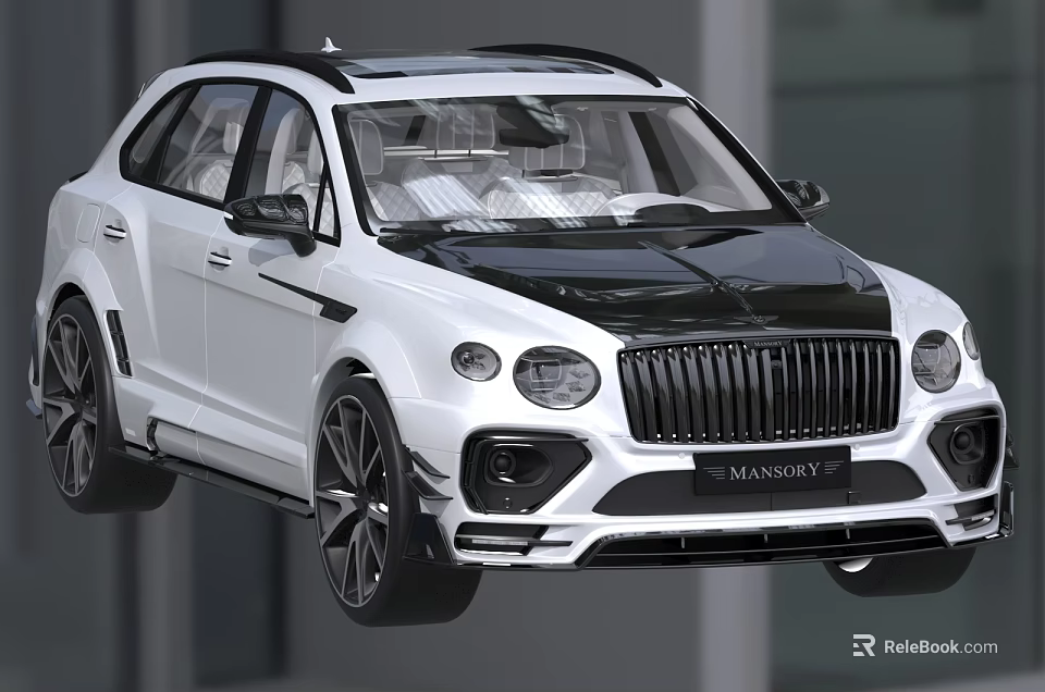 Luxury White SUV by Mansory with Black Roof Sporty Design Large Grille and Alloy Wheels 3d model 